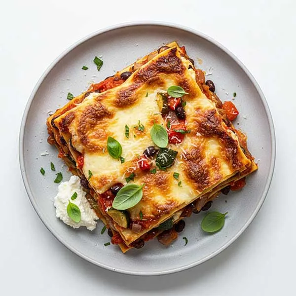 Cheesy Roasted Caponata Vegetable- Beans Lasagna